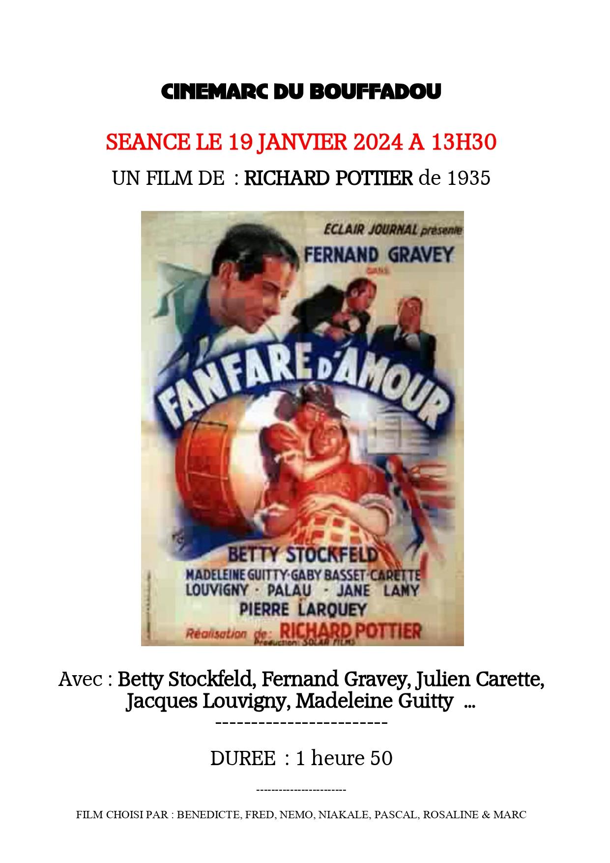 Affiche cinemarc 19 janvier 2024 fanfare d amour