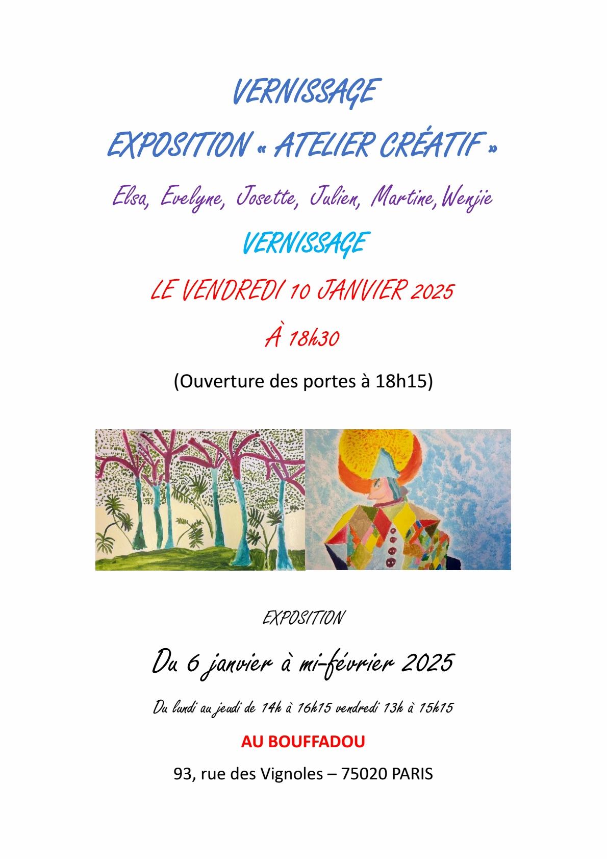 Affiche vernissage atelier creatif 2025
