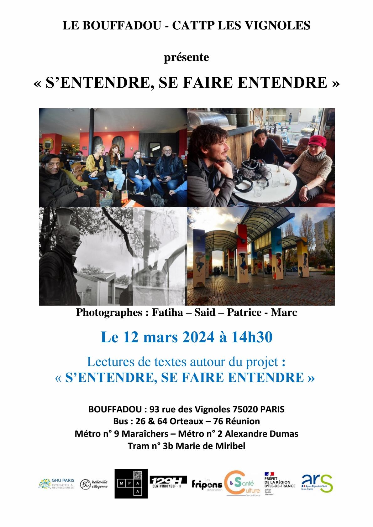S entendre se faire entendre lecture le 12 mars 2024
